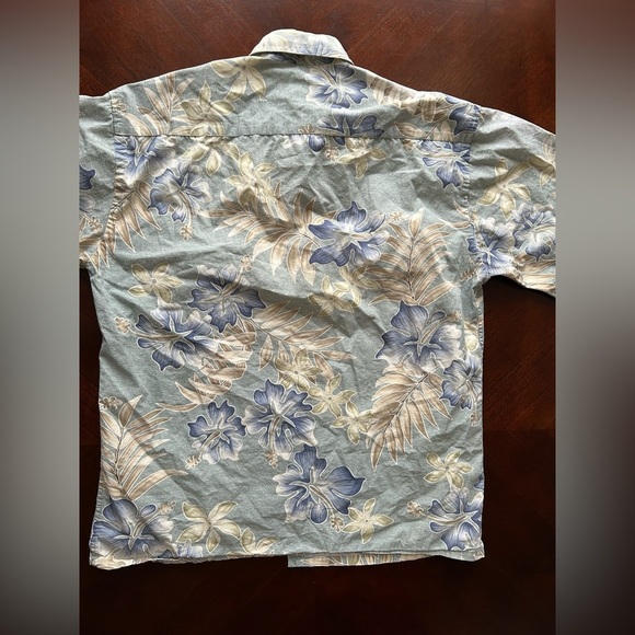 VIA VENETO Floral Blue and Beige Men's Shirt SIZE M 100% cotton - Picture 4 of 6